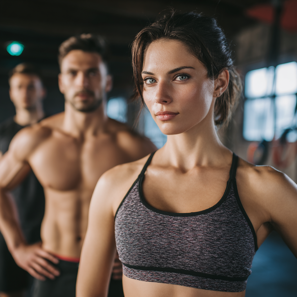 Adult român zâmbitor făcând exerciții de stretching în living